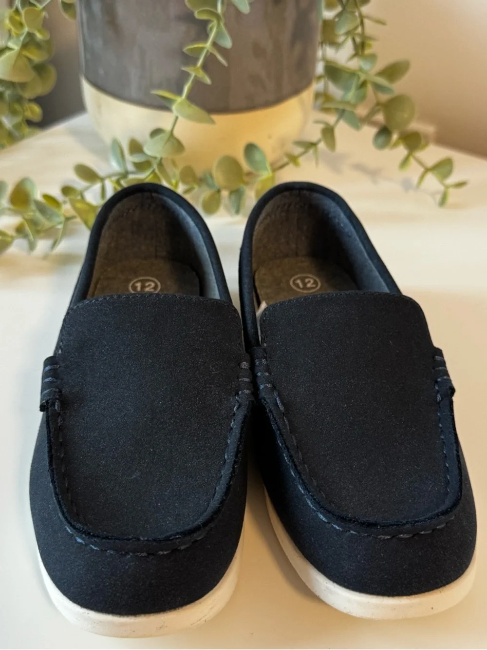 Cat & Jack Navy Blue Kids Moccasin Slip-On Shoes Size 12